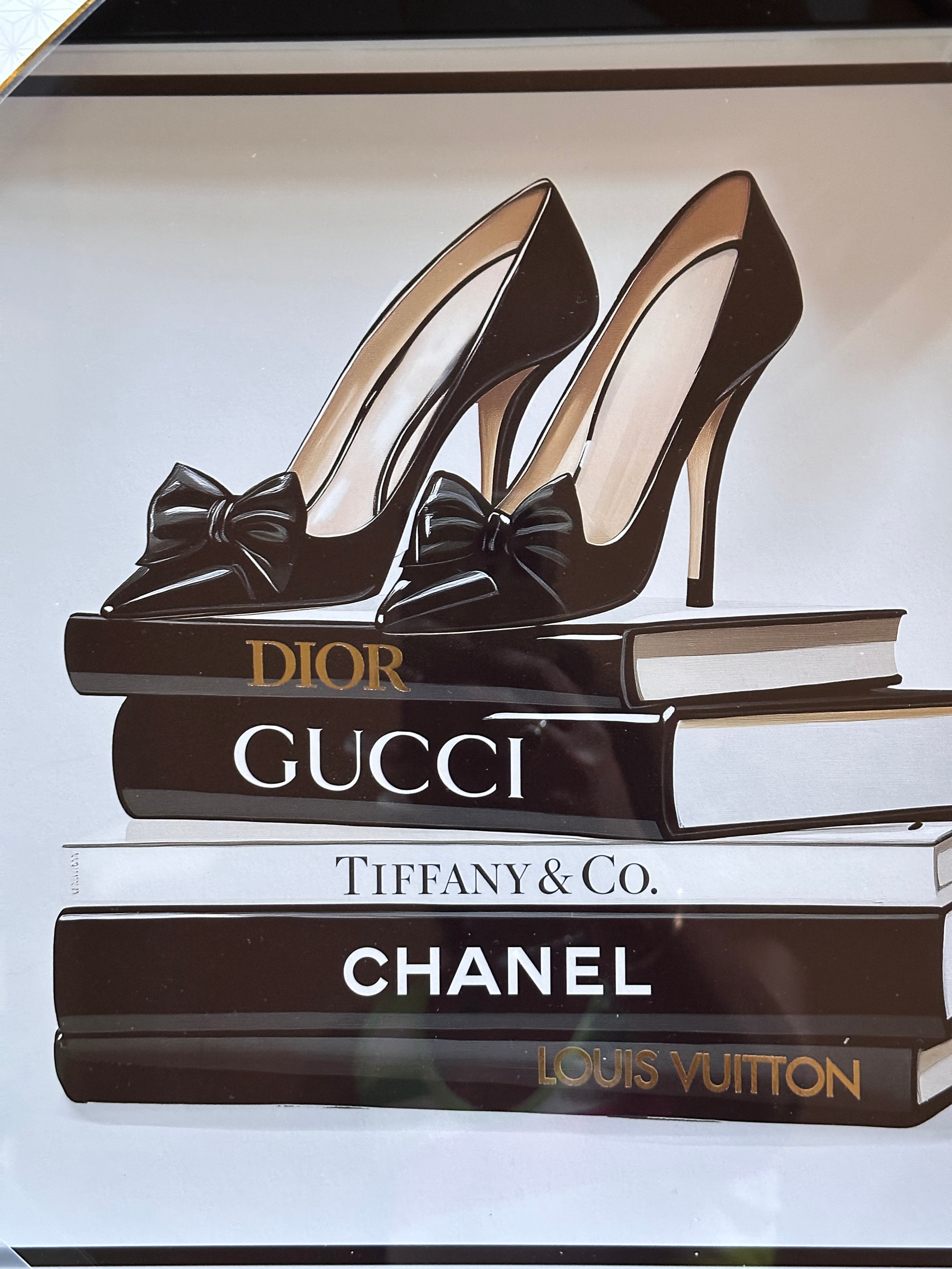 Luxury Designer Fashion Wall Art Set Framed Glam Heels Makeup Handbag Decor Set of 2