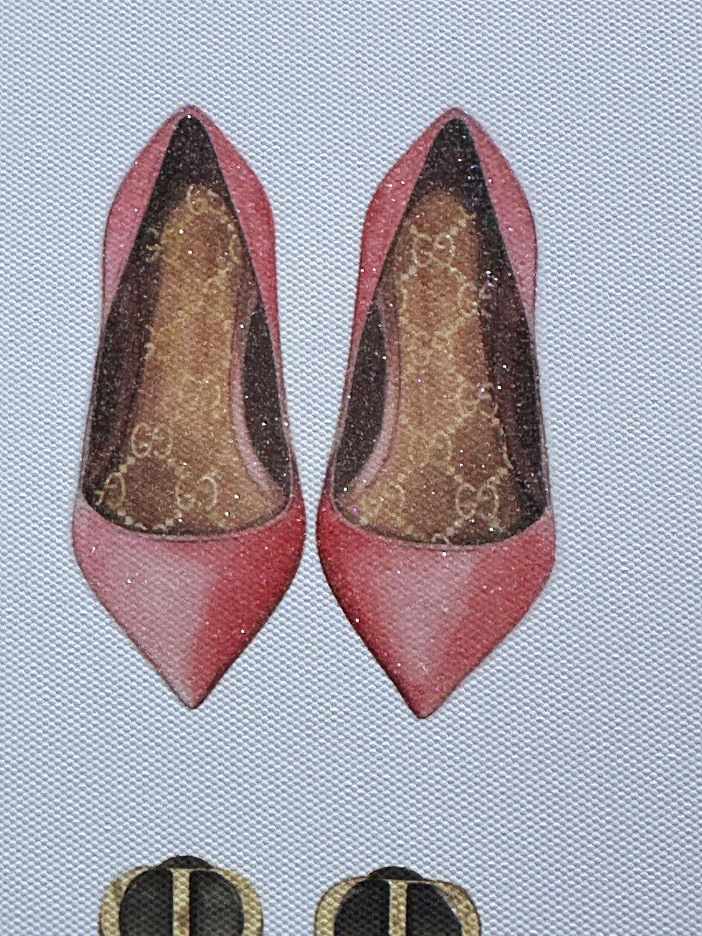 Luxury Designer Heels Wall Art Framed Fashion Shoe Print Glam Bedroom Decor Prada LV Gucci Inspired