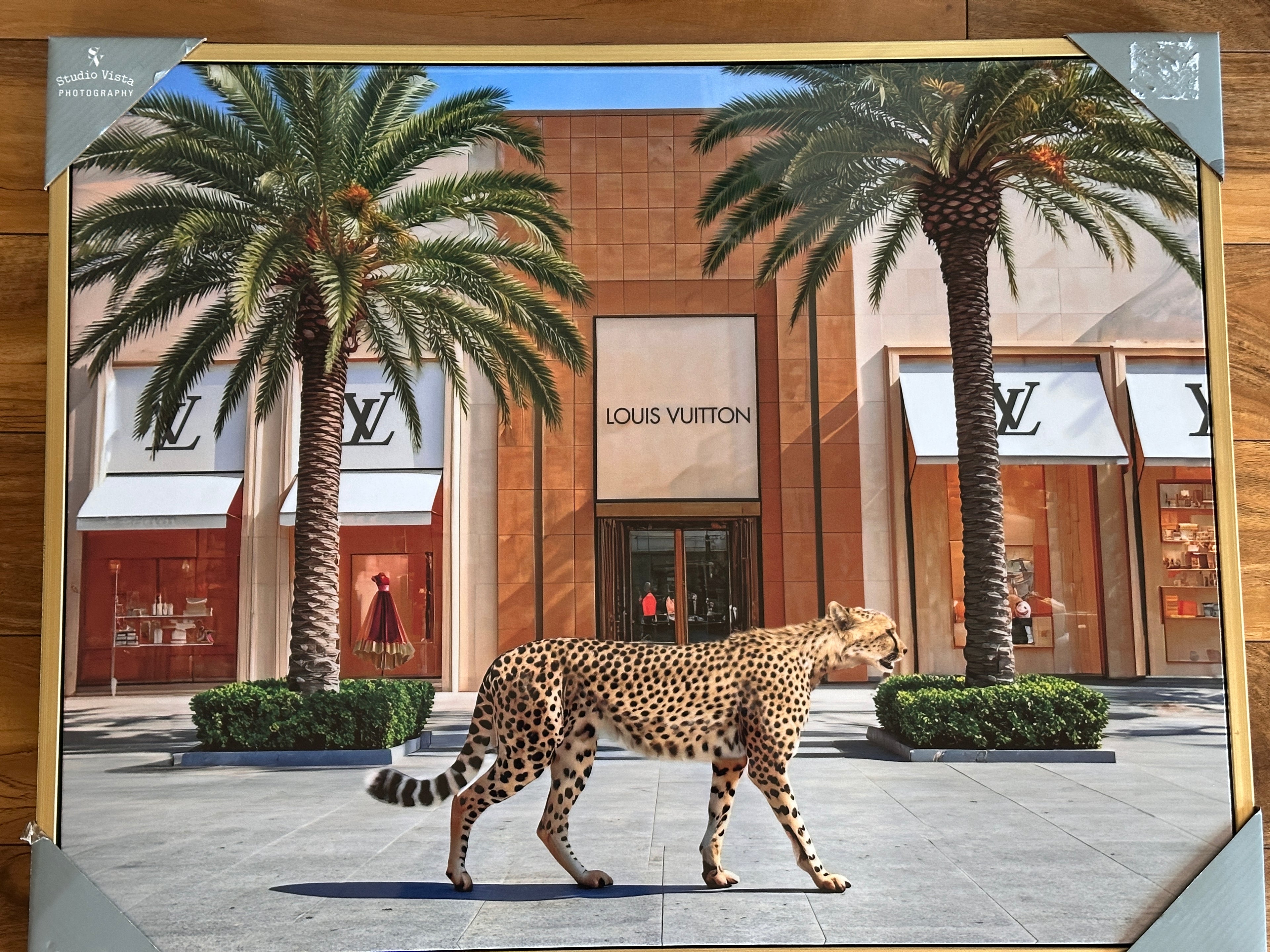 Louis Vuitton Storefront Cheetah Wall Art Framed Luxury Designer Fashion Print Home Decor