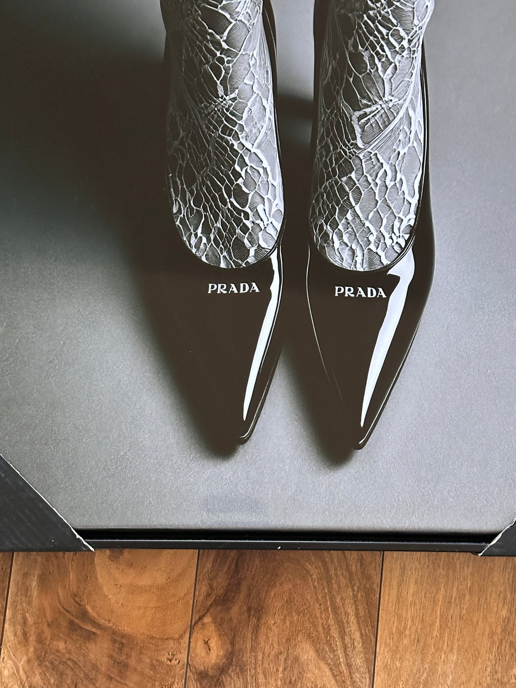 Prada High Heel Wall Art Framed Luxury Black White Fashion Print Glam Home Decor