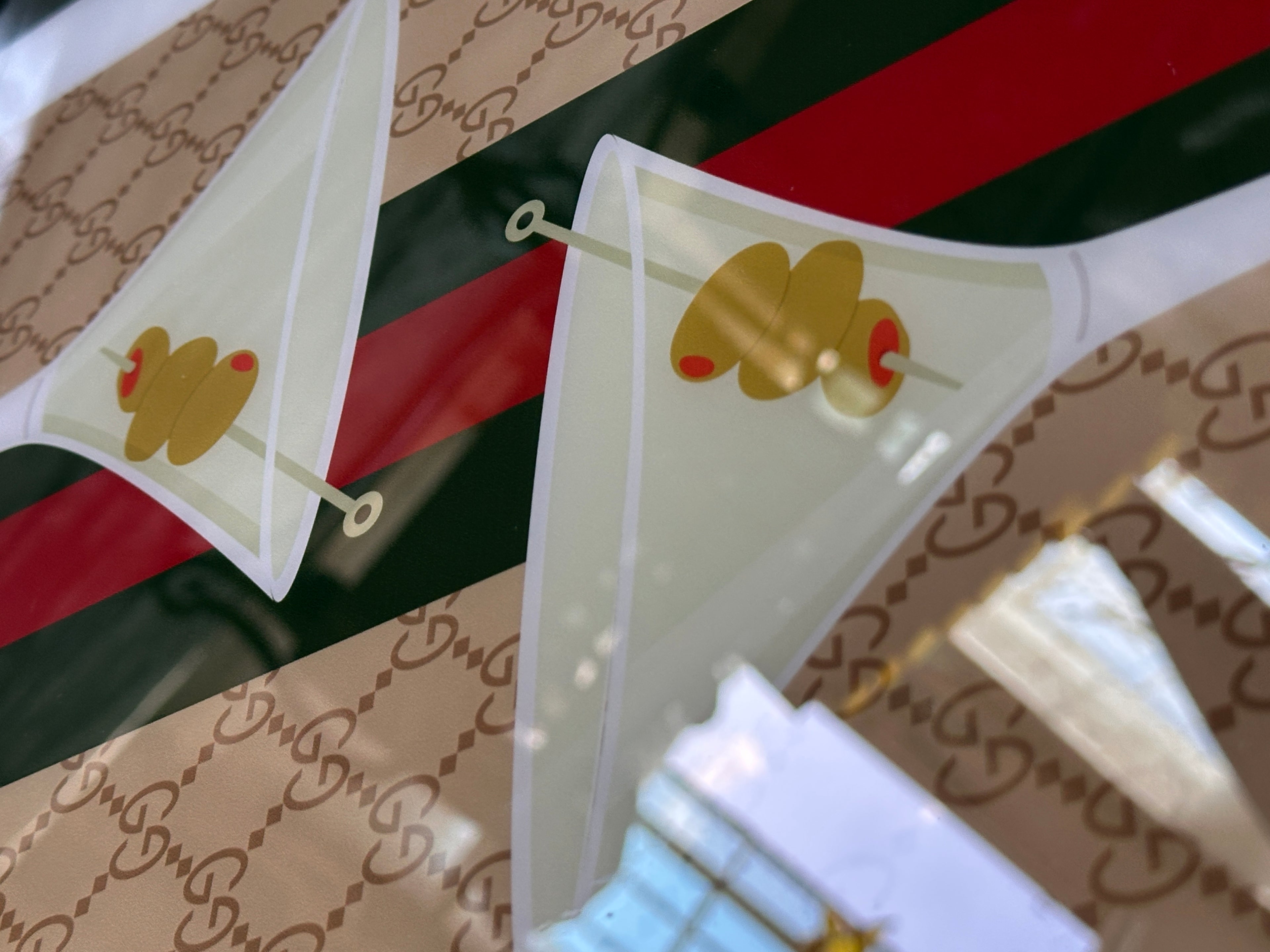 Gucci Dirty Martini Wall Art Framed Luxury Cocktail Print Designer Bar Cart Decor