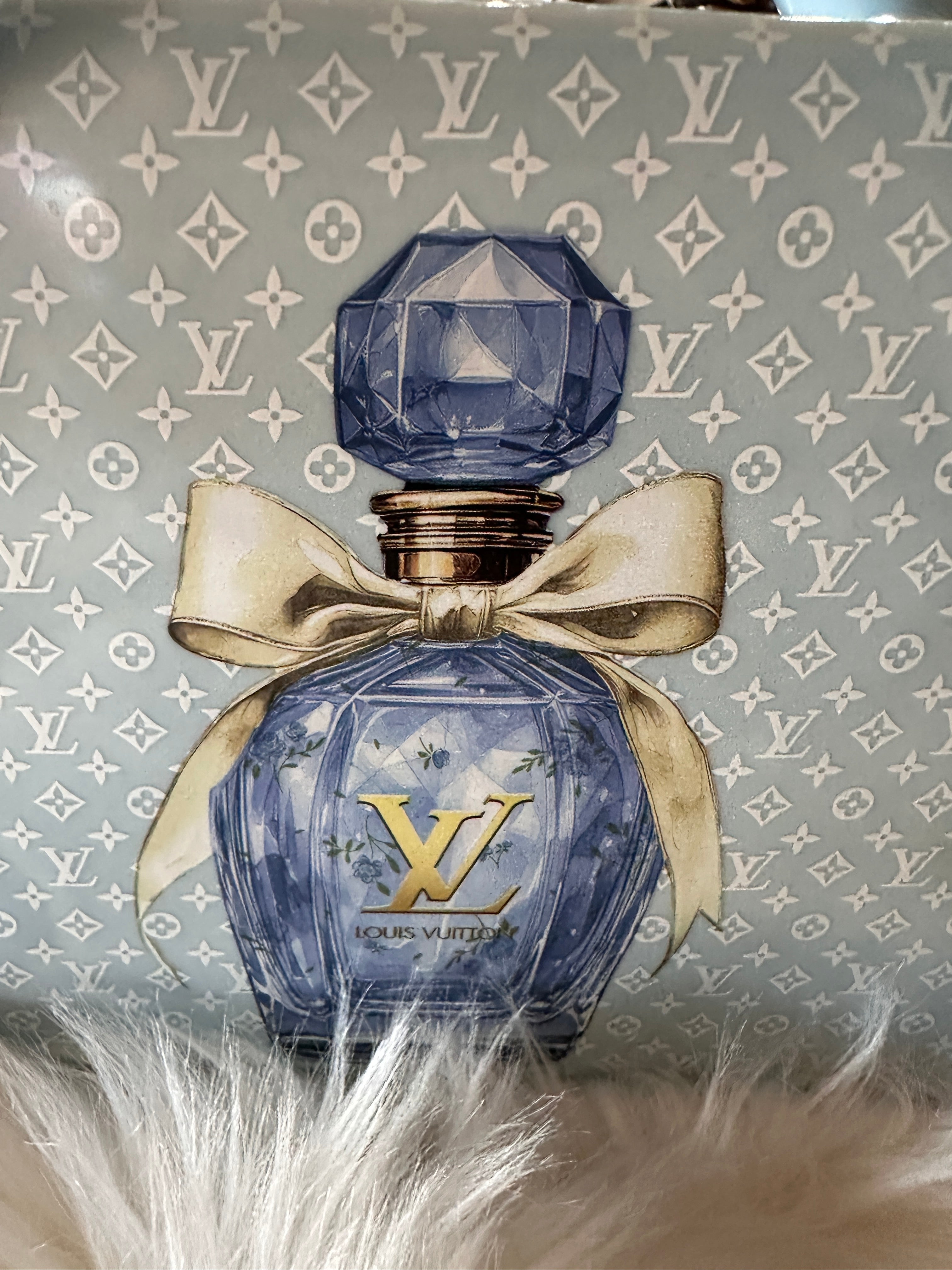 Louis Vuitton Blue Ceramic Handbag Vase Luxury Designer Perfume Decor Glam Home Accent