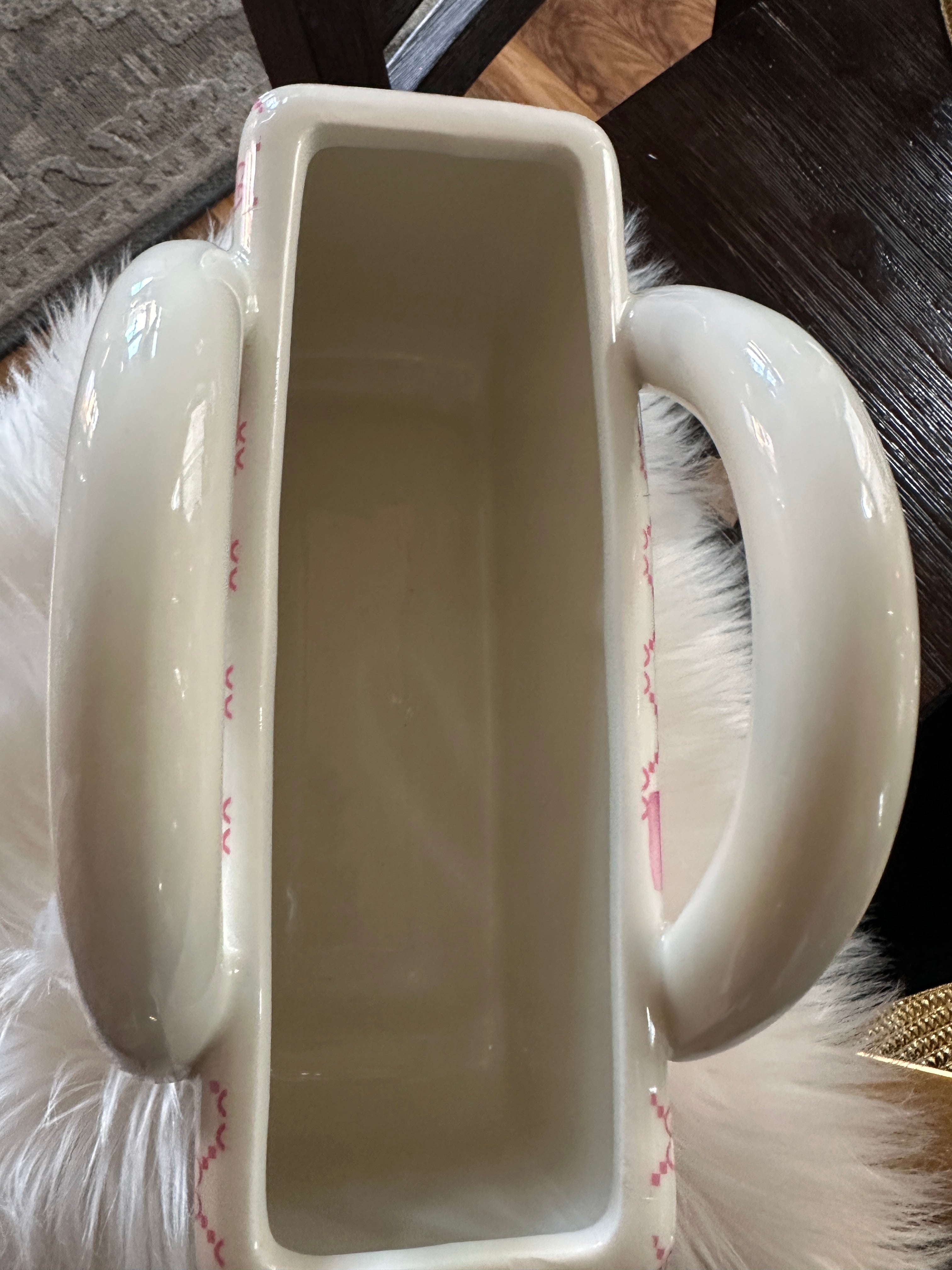Gucci Pink Ceramic Handbag Vase Luxury Designer Purse Decor Glam Vanity Home Accent