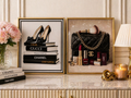Luxury Designer Fashion Wall Art Set Framed Glam Heels Makeup Handbag Decor Set of 2