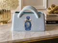 Louis Vuitton Blue Ceramic Handbag Vase Luxury Designer Perfume Decor Glam Home Accent