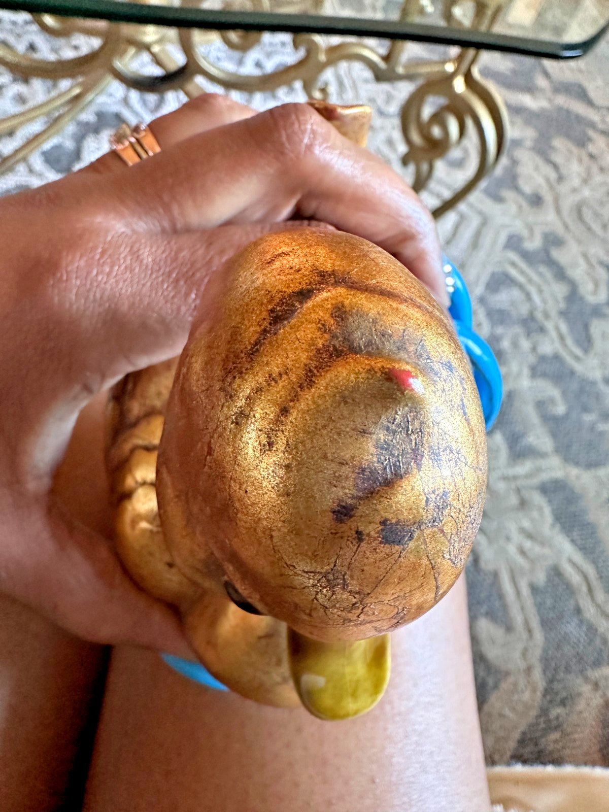 Signed Anthony Freeman Duck Sculpture Gold Ceramic Bird Figurine Vintage