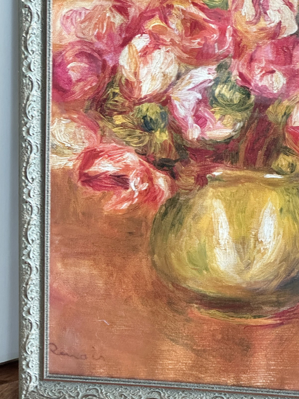 Vintage Framed Pierre Auguste Renoir Anemones Flower Vase Still Life Art Print