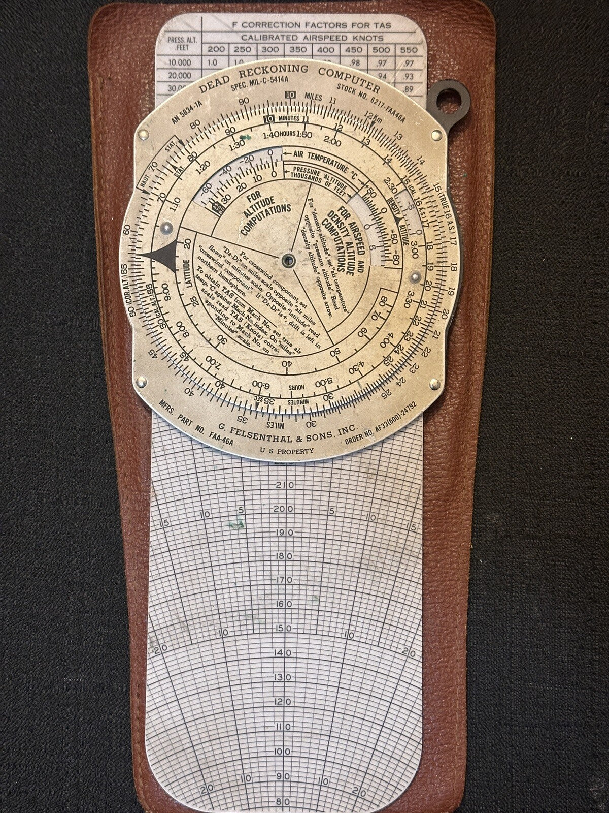 Vintage Dead Reckoning Aviation Computer Navigation Altitude Knots Computations