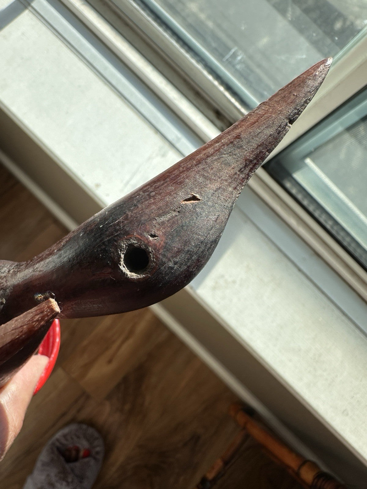 Pair Teak MCM Hand Carved Wooden Sea Shore Wading Bird Sculpture Nautical