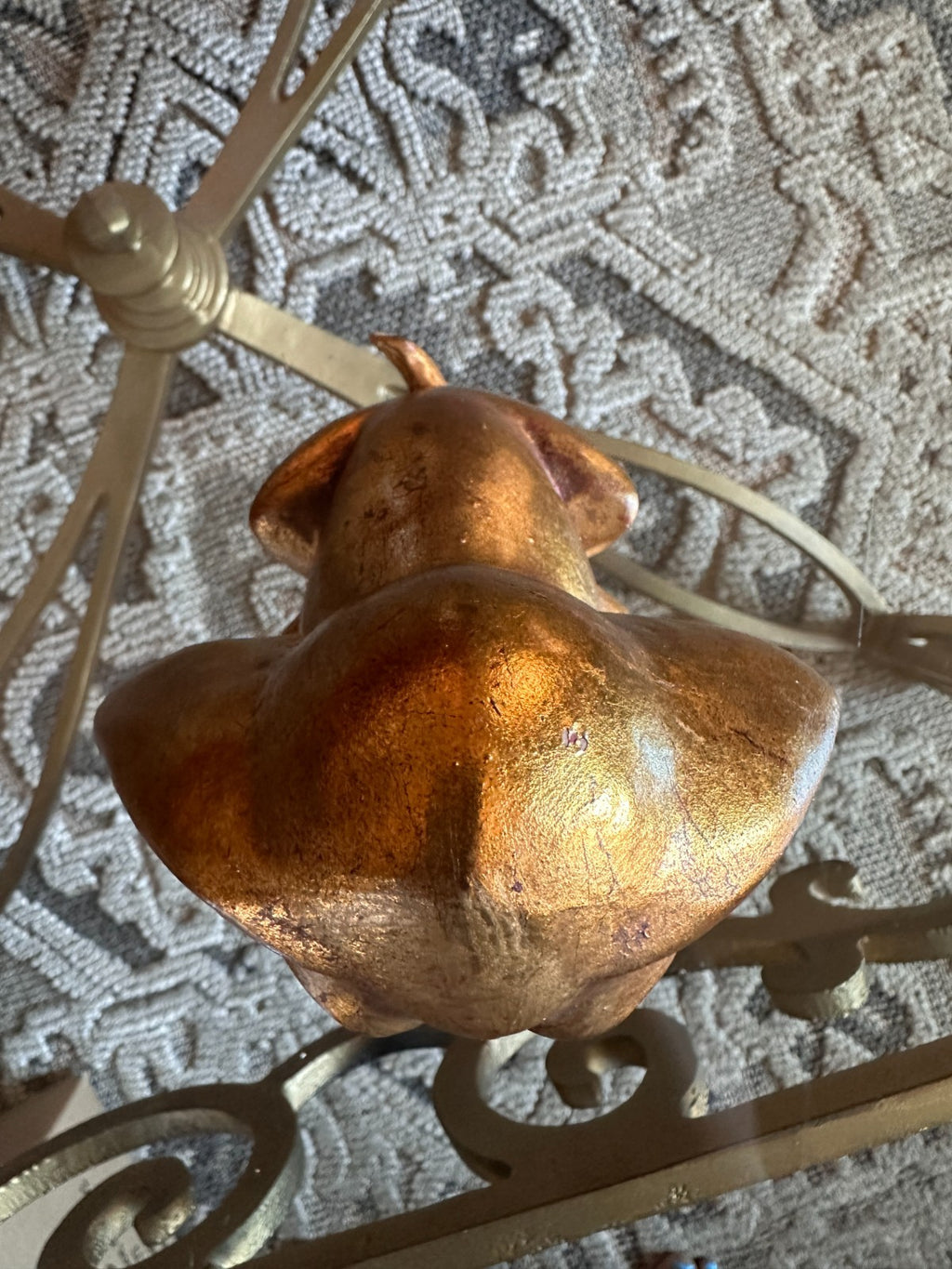 Vintage Hetrick McFarland Signed Dog Figurine Gold Puppy Sculpture