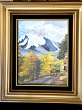 Antique 1903 Signed Art Framed Landscape Oil Painting Snow Mountain