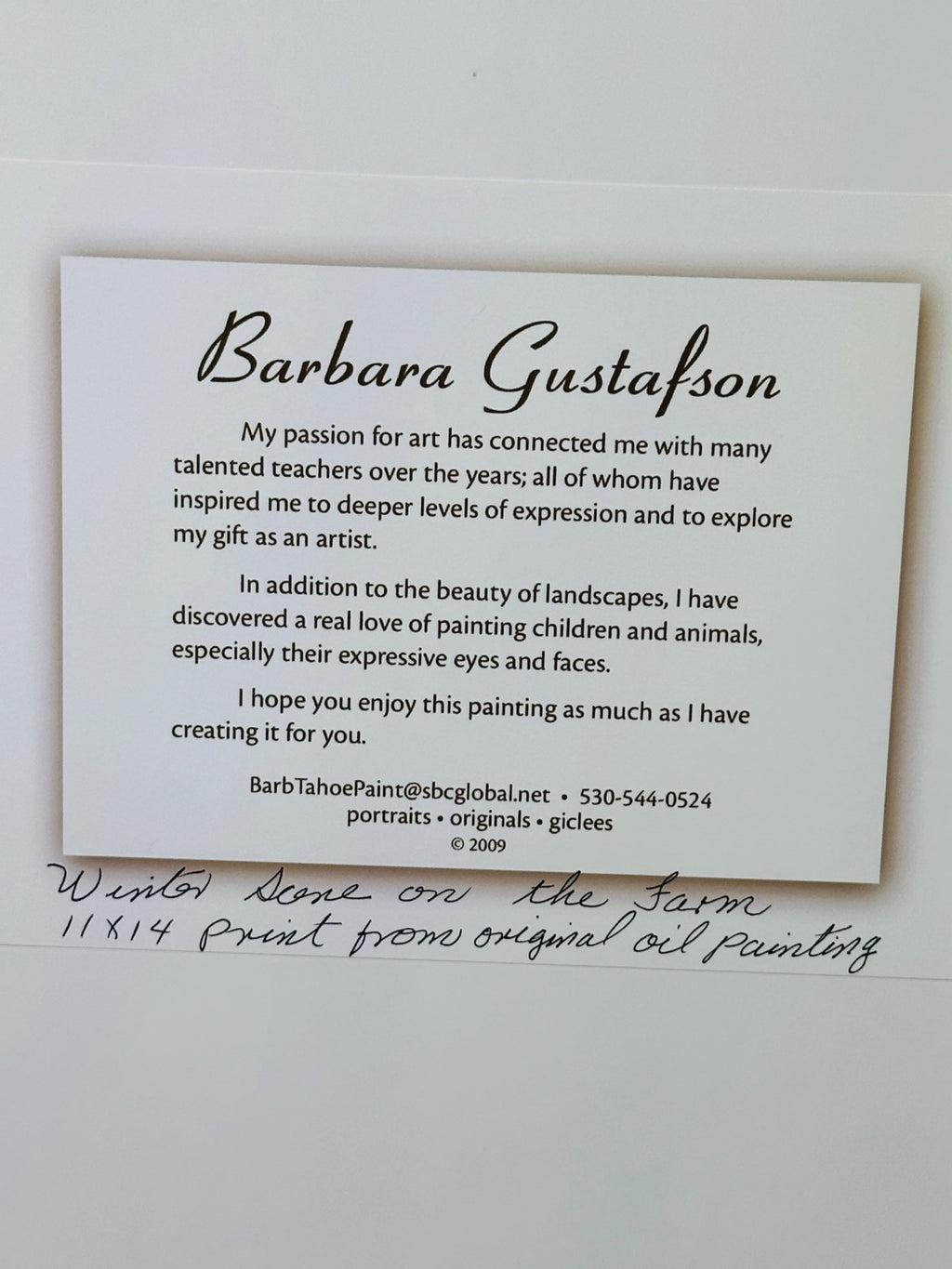 Barbara Gustafson Winter Scene On The Farm Art Print From Original Oil Painting