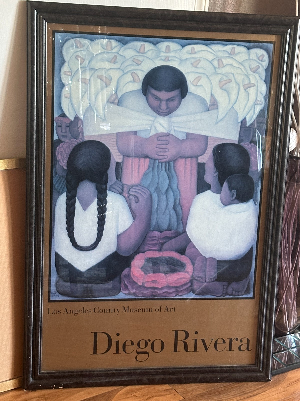 Large Signed Diego Rivera Art Print Flower Day Los Angeles Art Museum NO FRAME