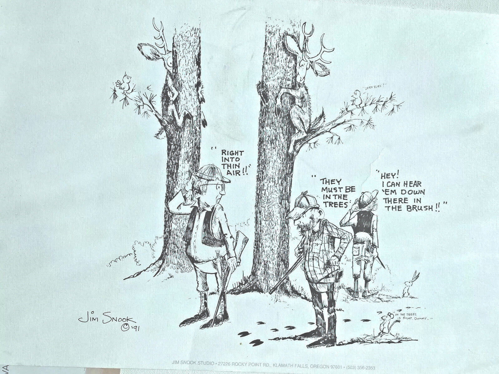 Jim Snook Studio Artist Cartoons 91 Collection Hunting Signed Sketch Art Print