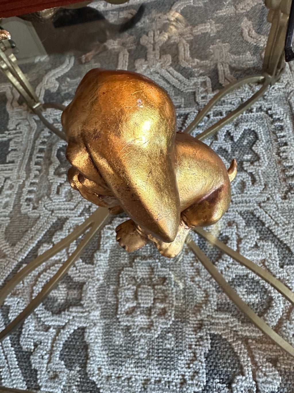 Vintage Hetrick McFarland Signed Dog Figurine Gold Puppy Sculpture