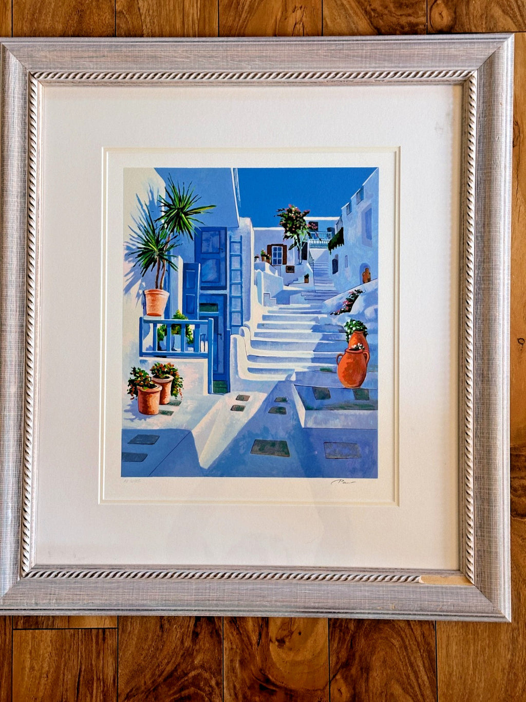 Spring Breeze By Alex Pauker Blue White Mediterranean Greek Serigraph 67/85 Art
