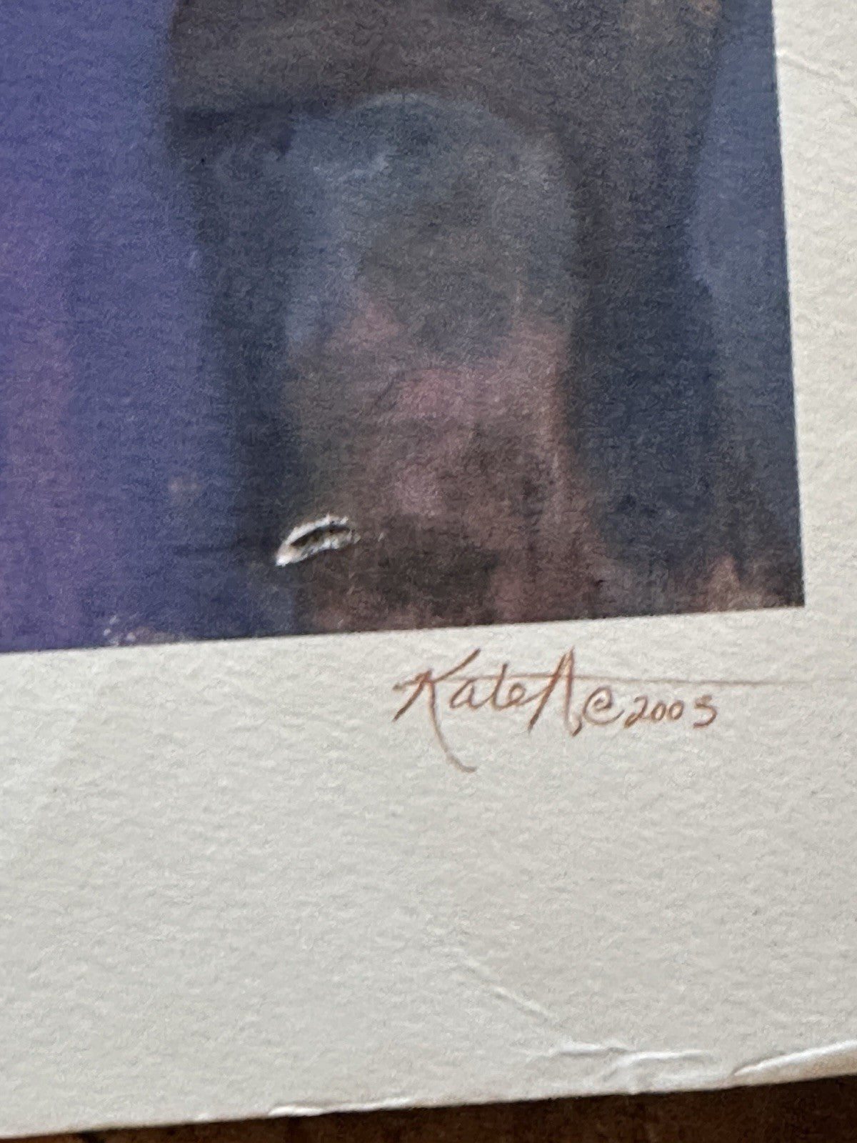 Vintage Art Print Signed Kate A Called "Adoration" Girl Looking Out Window