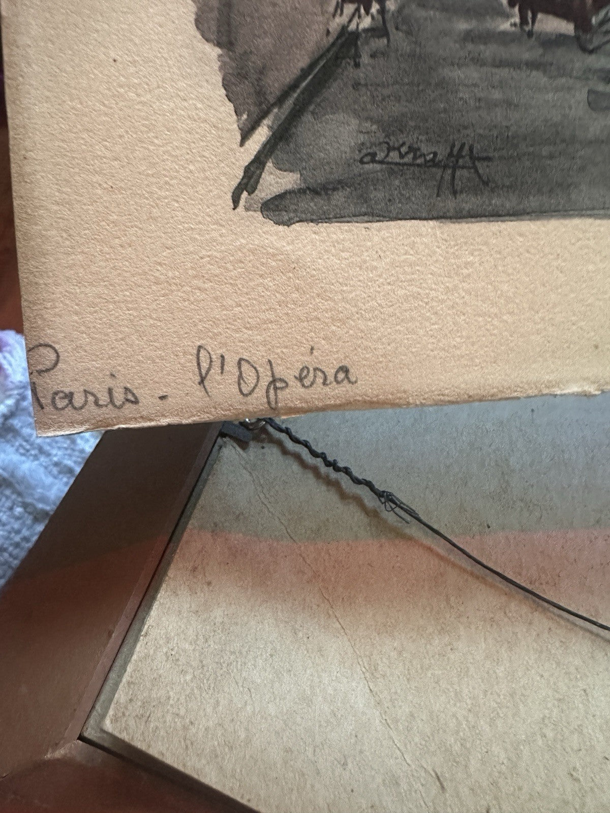 VTG Signed French Framed Litho Watercolor Art Print Paris Palais Opera Garnier