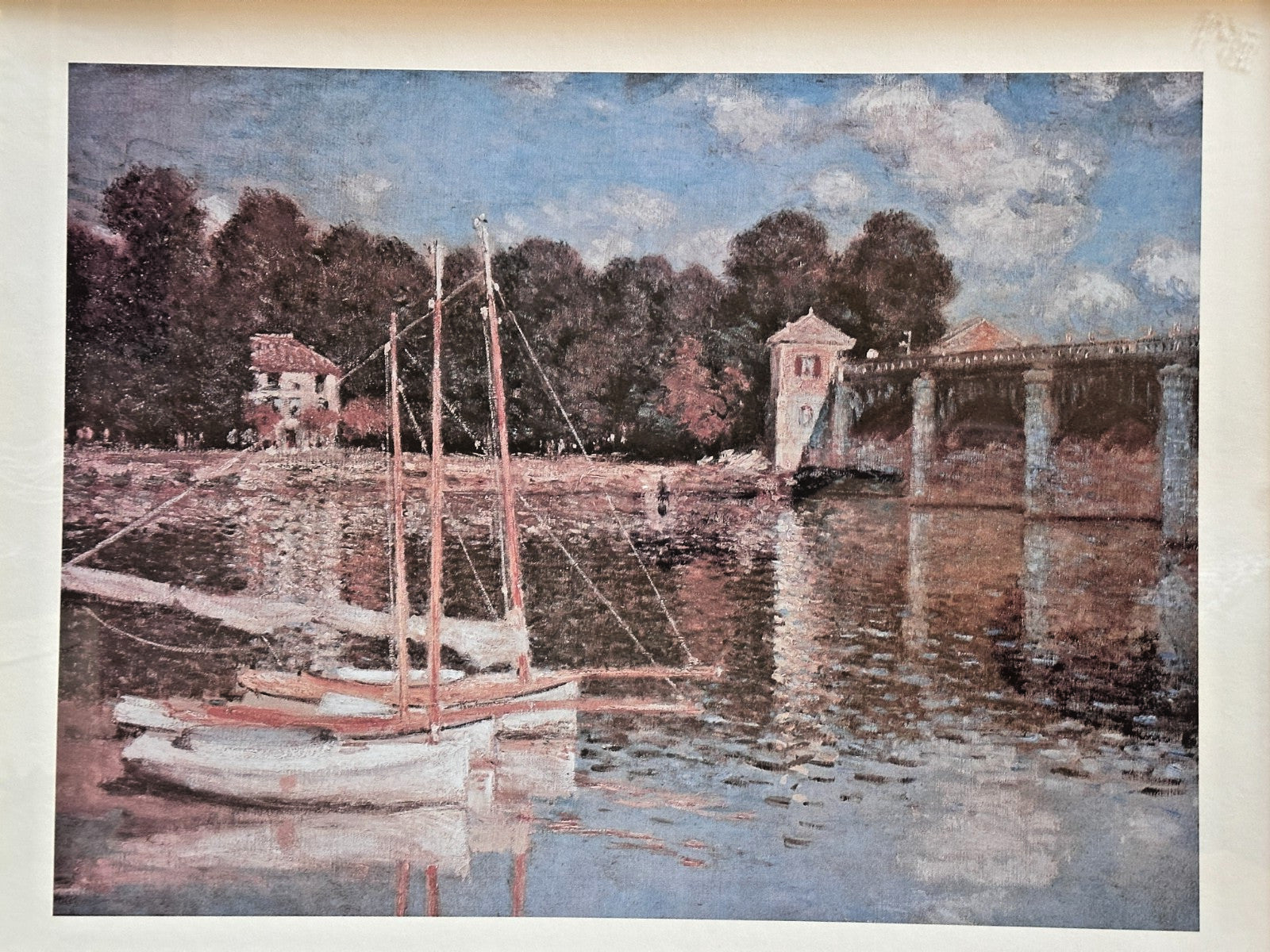 Gold Framed Claude Monet Bridge At Argenteuil Art Print