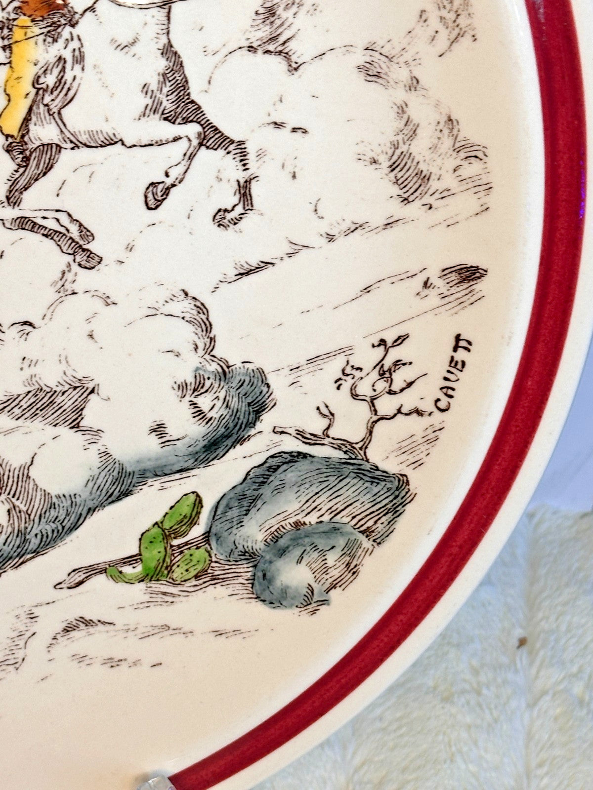 Vernon Kiln Bits Of The The Old  West Horse Thieves 14" Charger Display Plate