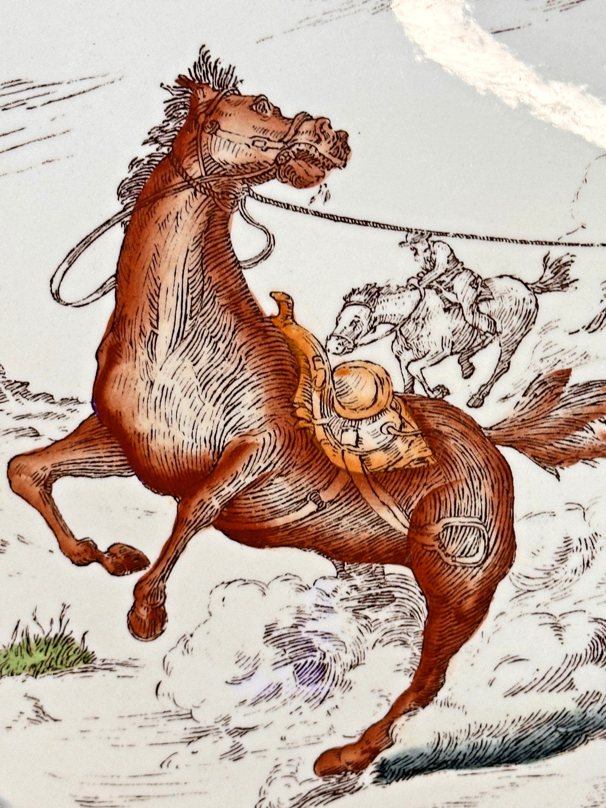 Vernon Kiln Bits Of The The Old  West Horse Thieves 14" Charger Display Plate