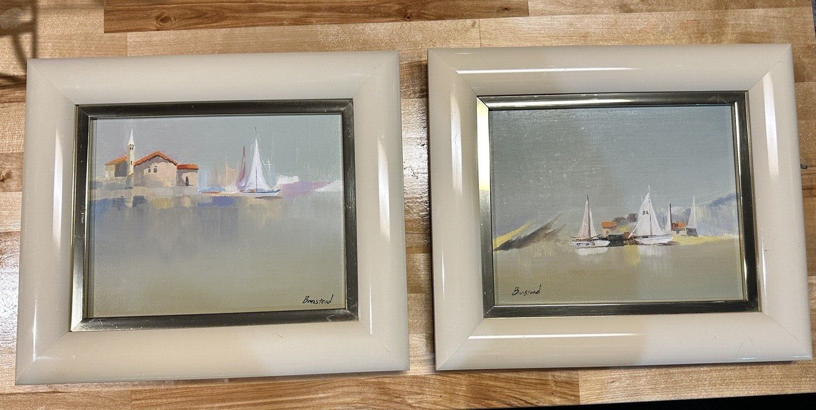 2 Framed Canvas Nautical Painting Wall Art Seaside Artistic Interiors