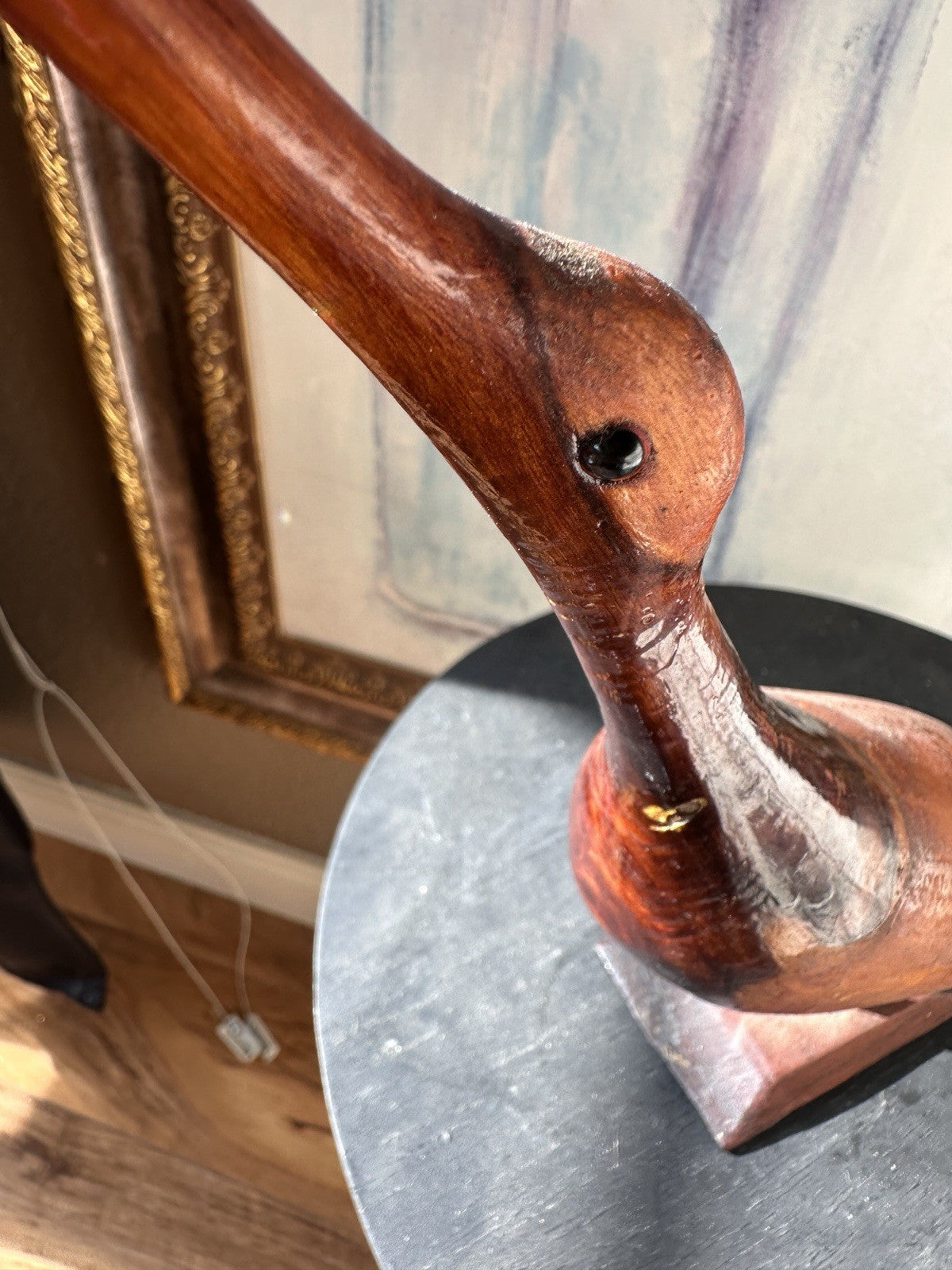 Vintage MCM Hand Carved Wooden Sea Shore Wading Bird Sculpture Nautical Beach