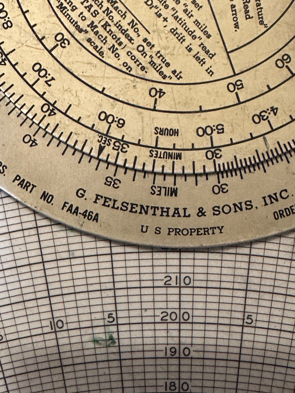 Vintage Dead Reckoning Aviation Computer Navigation Altitude Knots Computations