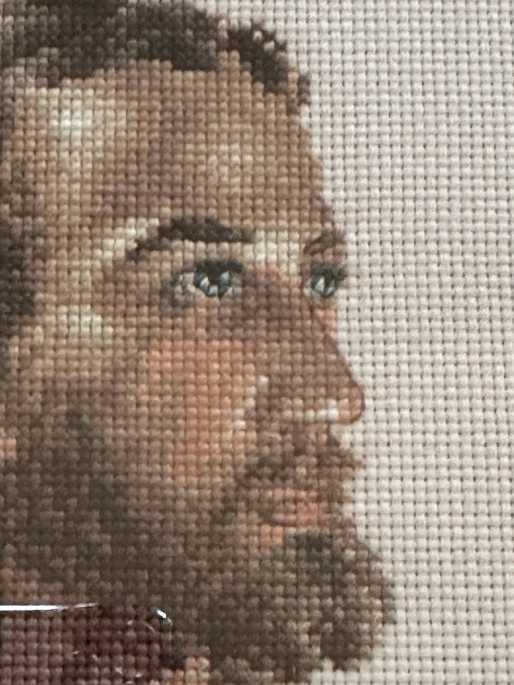 Vintage Wood Framed Finished Completed Jesus Christ Cross Stitch Needlepoint Art