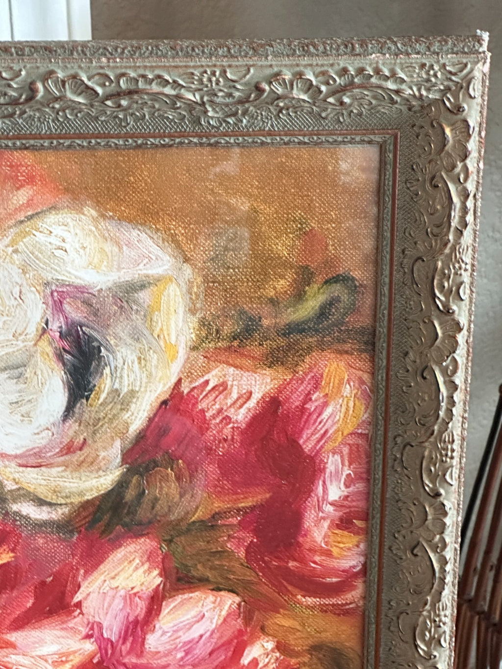 Vintage Framed Pierre Auguste Renoir Anemones Flower Vase Still Life Art Print