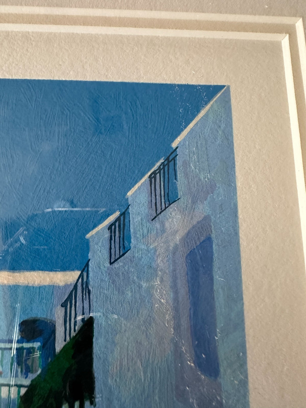 Spring Breeze By Alex Pauker Blue White Mediterranean Greek Serigraph 67/85 Art