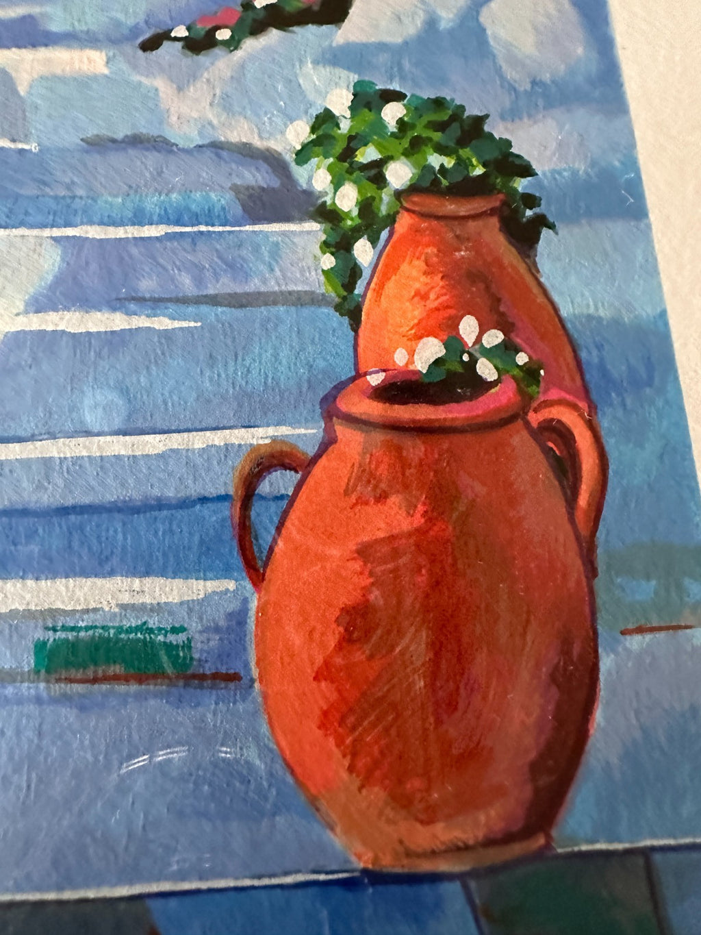 Spring Breeze By Alex Pauker Blue White Mediterranean Greek Serigraph 67/85 Art
