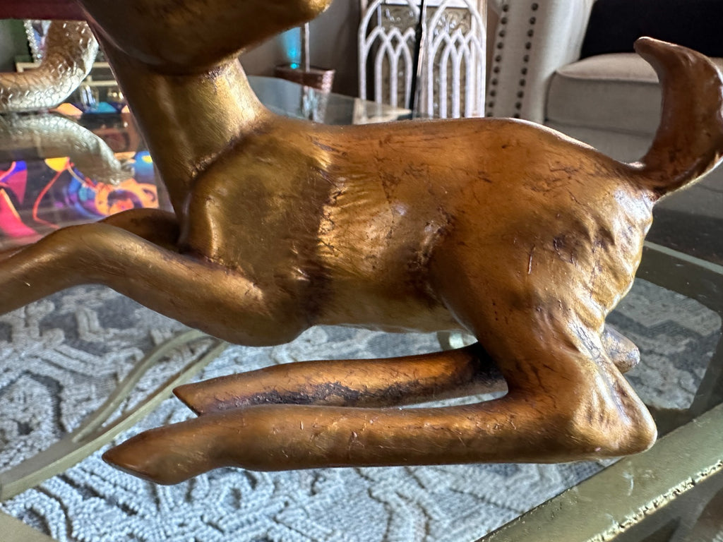 Vintage Rutledge Signed Gold Deer Figurine Mid Century Modern Fawn Sculpture 862