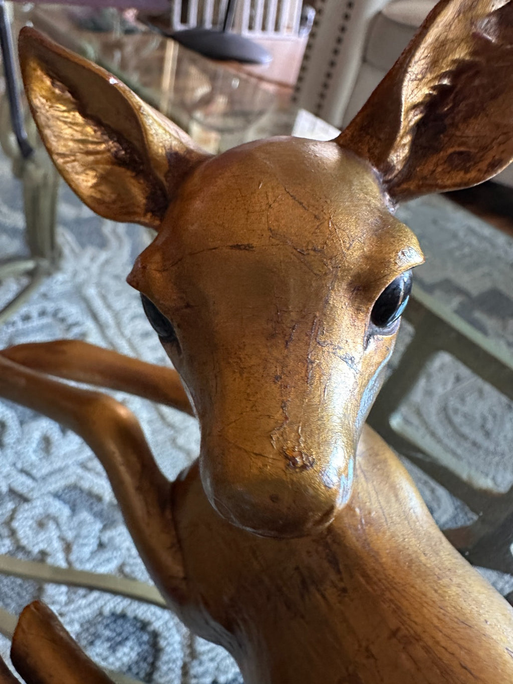 Vintage Rutledge Signed Gold Deer Figurine Mid Century Modern Fawn Sculpture 862