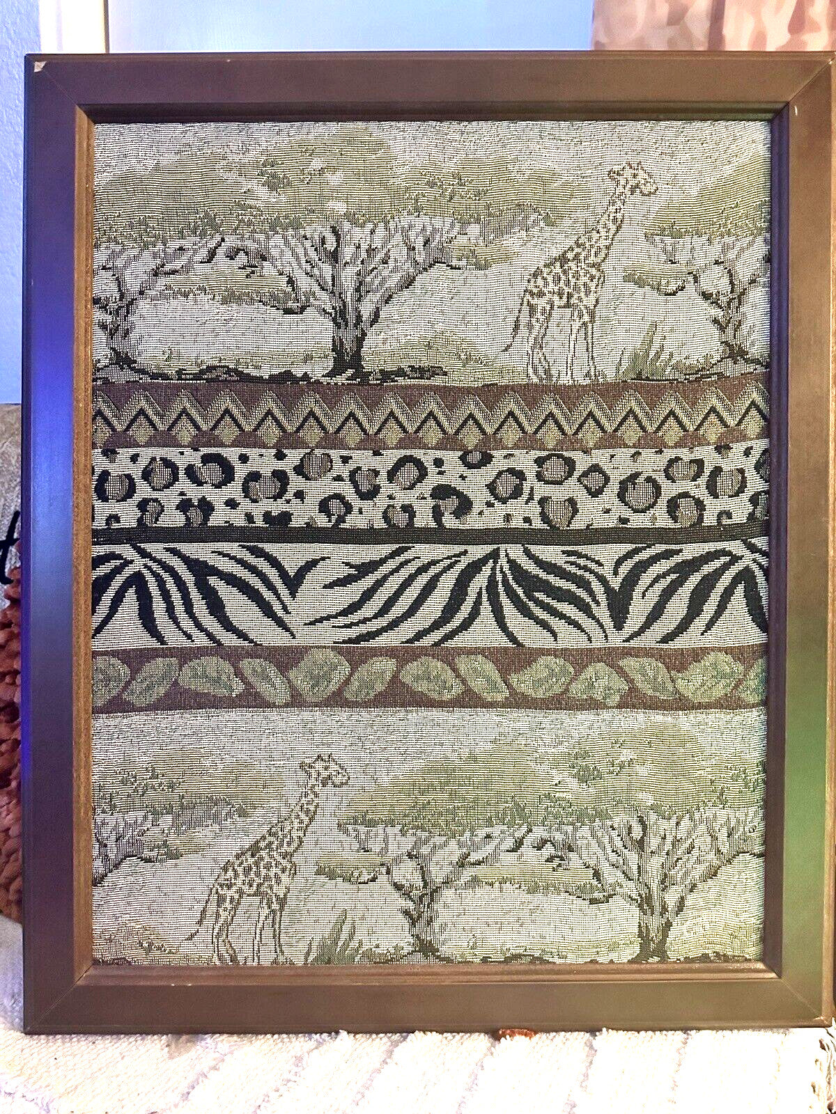 Framed Jungle African Safari Tapestry Wall Art Cheetah Leopard Zebra Print