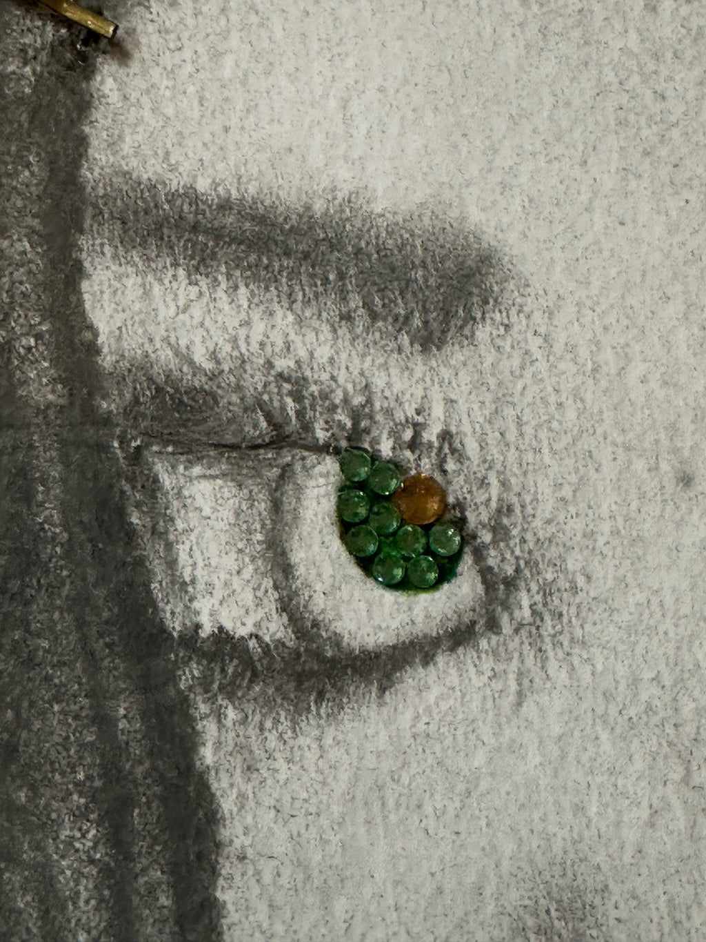 Framed Charcoal Pencil Sketch Drawing  Female Embellished Eyes Art Picture