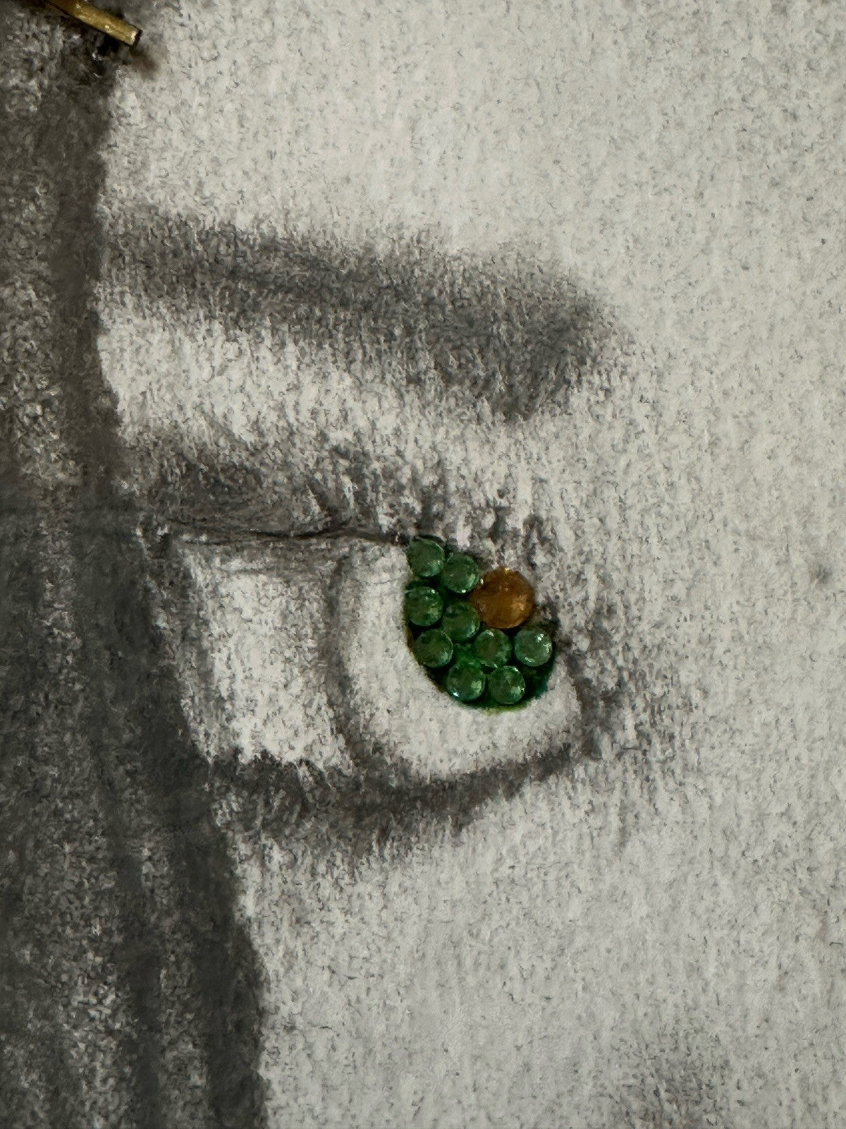 Framed Charcoal Pencil Sketch Drawing  Female Embellished Eyes Art Picture