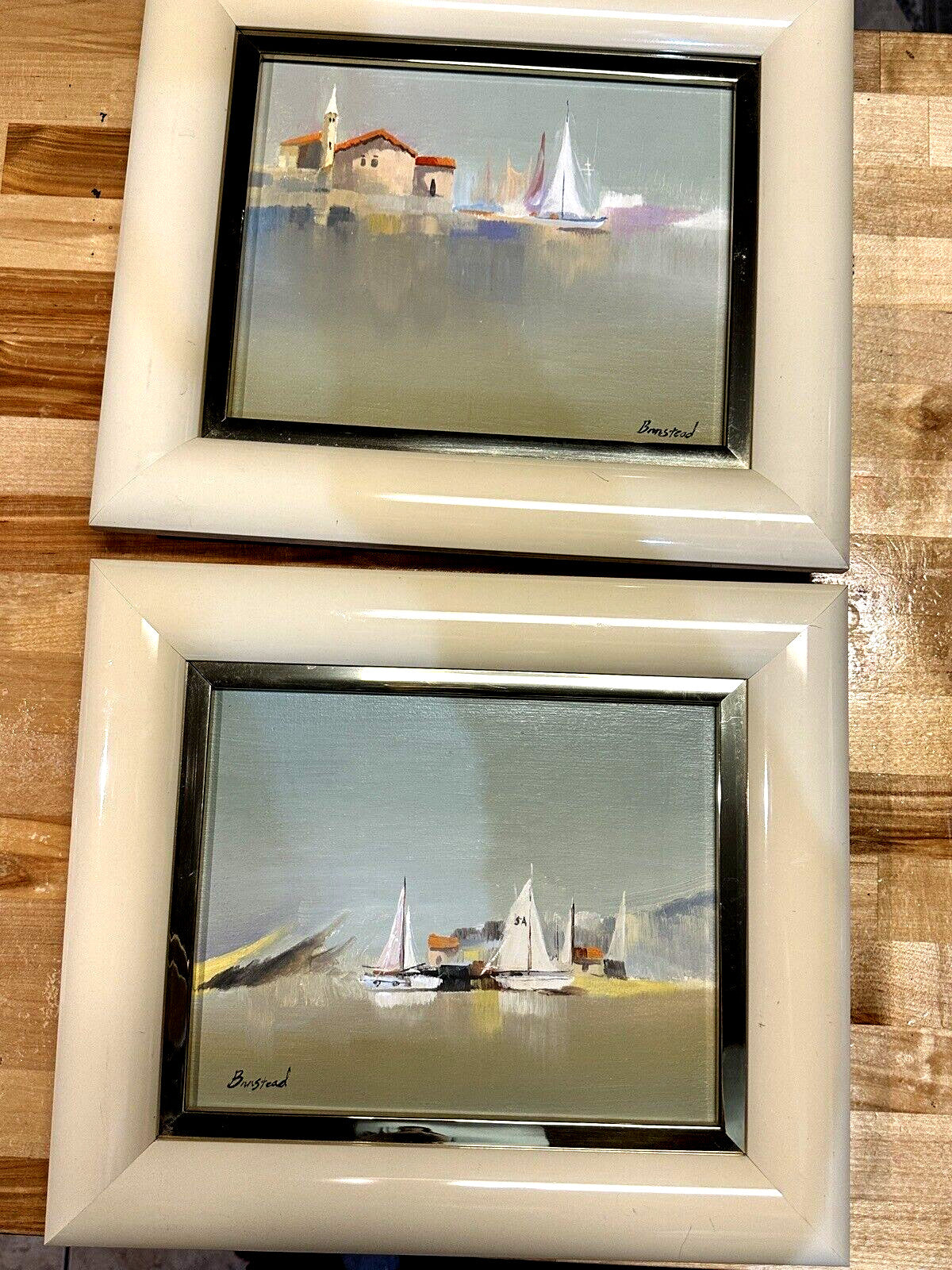 2 Framed Canvas Nautical Painting Wall Art Seaside Artistic Interiors