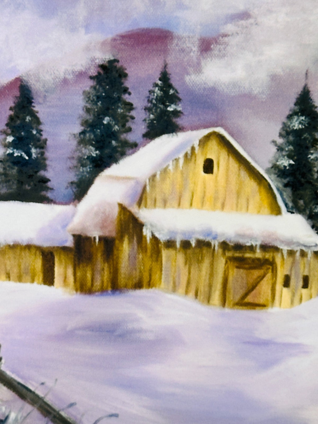 Barbara Gustafson Winter Scene On The Farm Art Print From Original Oil Painting