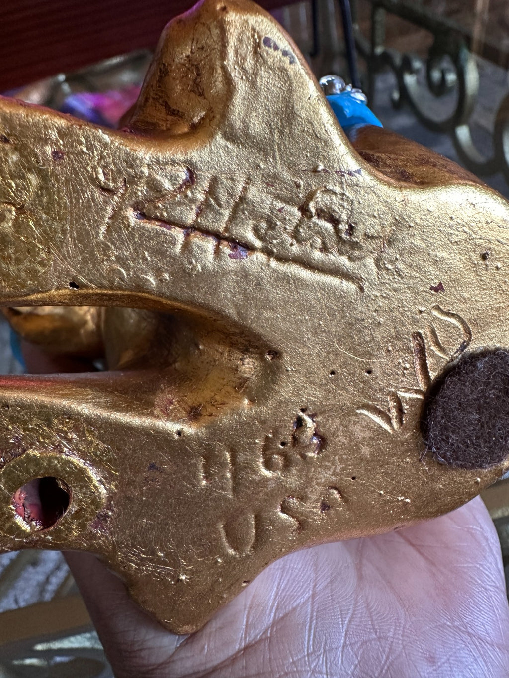 Vintage Hetrick McFarland Signed Dog Figurine Gold Puppy Sculpture