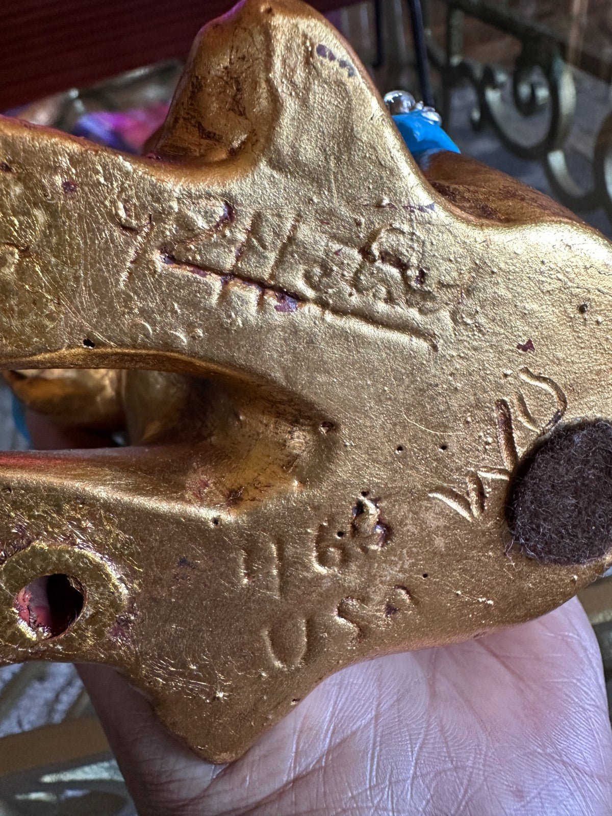 Vintage Hetrick McFarland Signed Dog Figurine Gold Puppy Sculpture