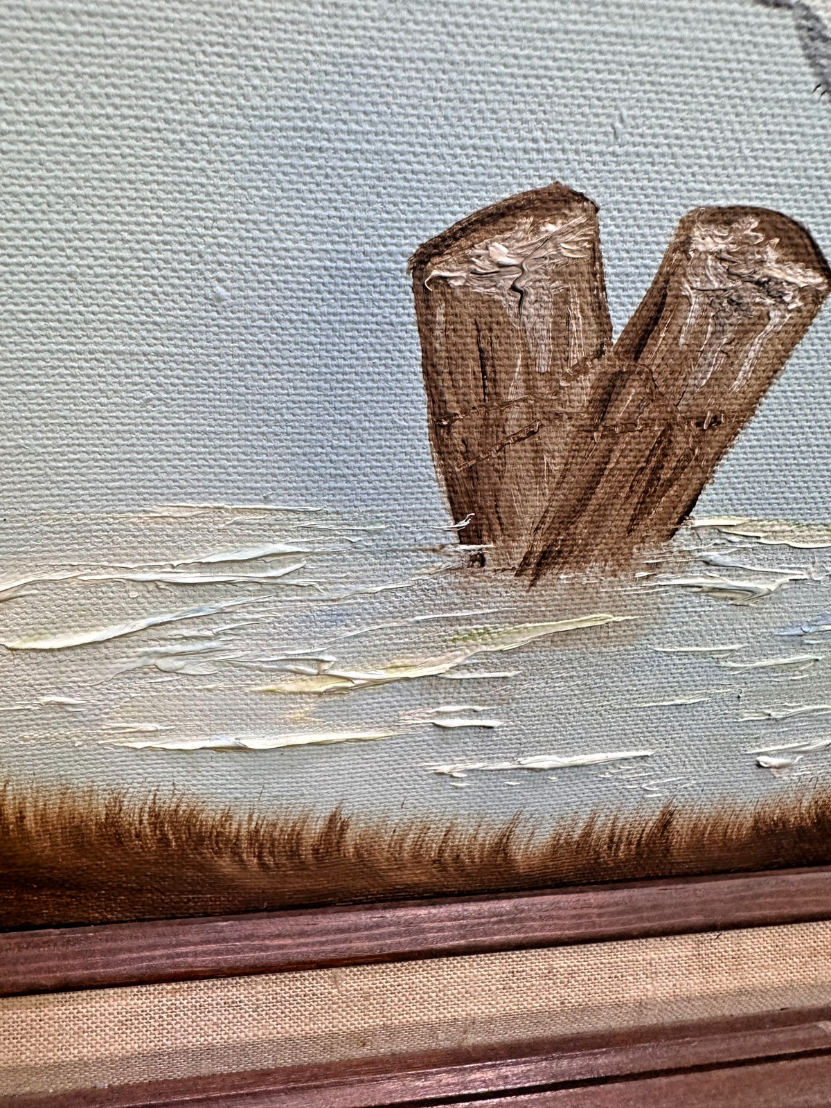 Framed Vintage Original Oil Painting Seagull Bird Coastal Water Seascape Art