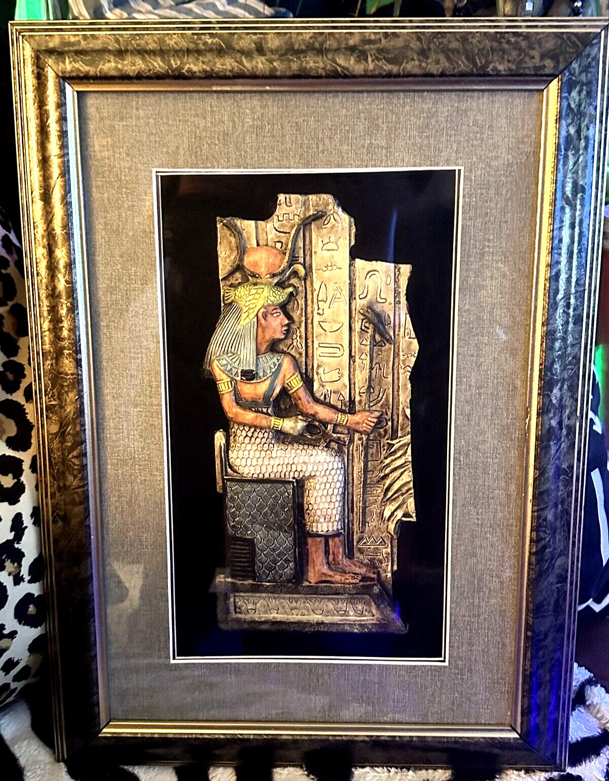 Framed Egyptian Wall Art Pharoah Shadow Box Hieroglyphics Picture