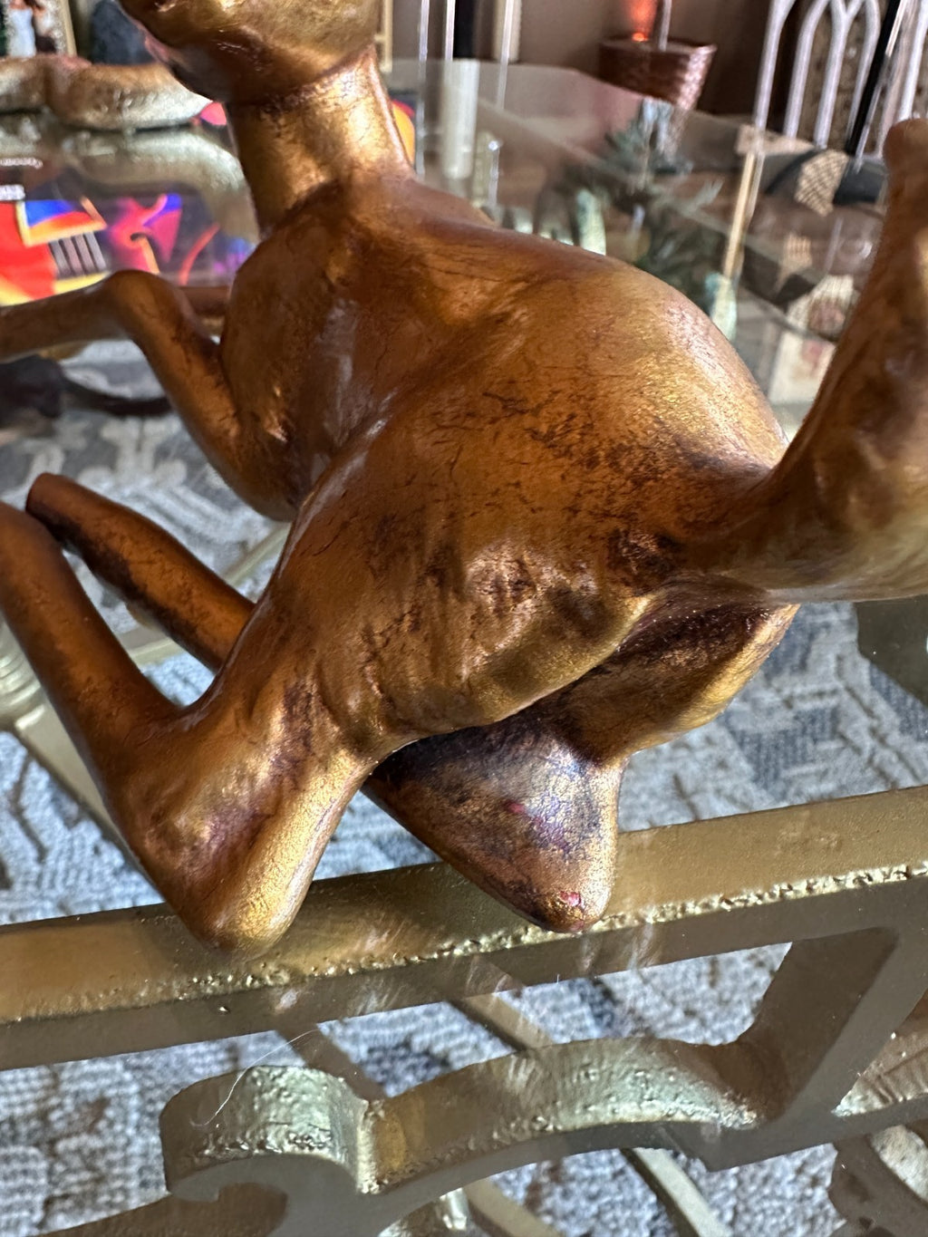 Vintage Rutledge Signed Gold Deer Figurine Mid Century Modern Fawn Sculpture 862