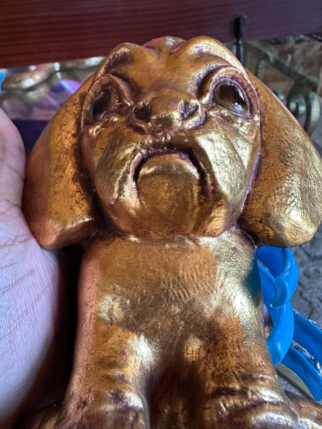 Vintage Hetrick McFarland Signed Dog Figurine Gold Puppy Sculpture