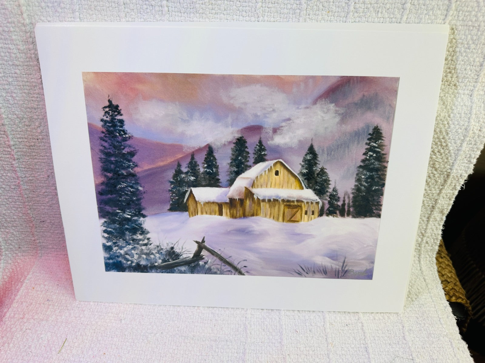 Barbara Gustafson Winter Scene On The Farm Art Print From Original Oil Painting