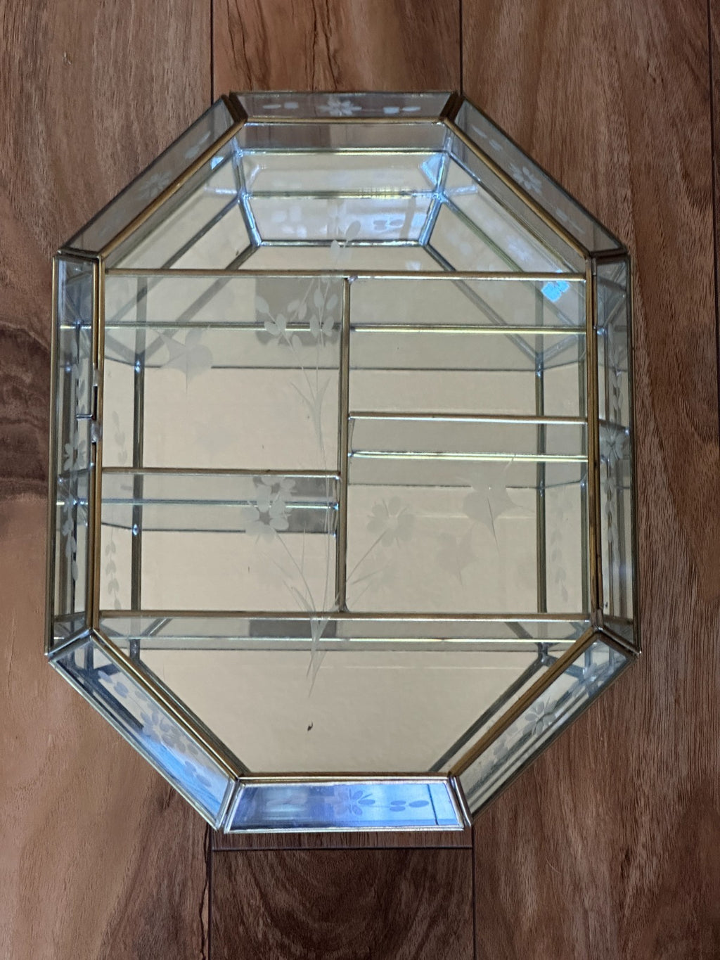 Glass Mirror Curio Wall Mini Perfume Jewelry Hexagon Terrarium Display Case Box