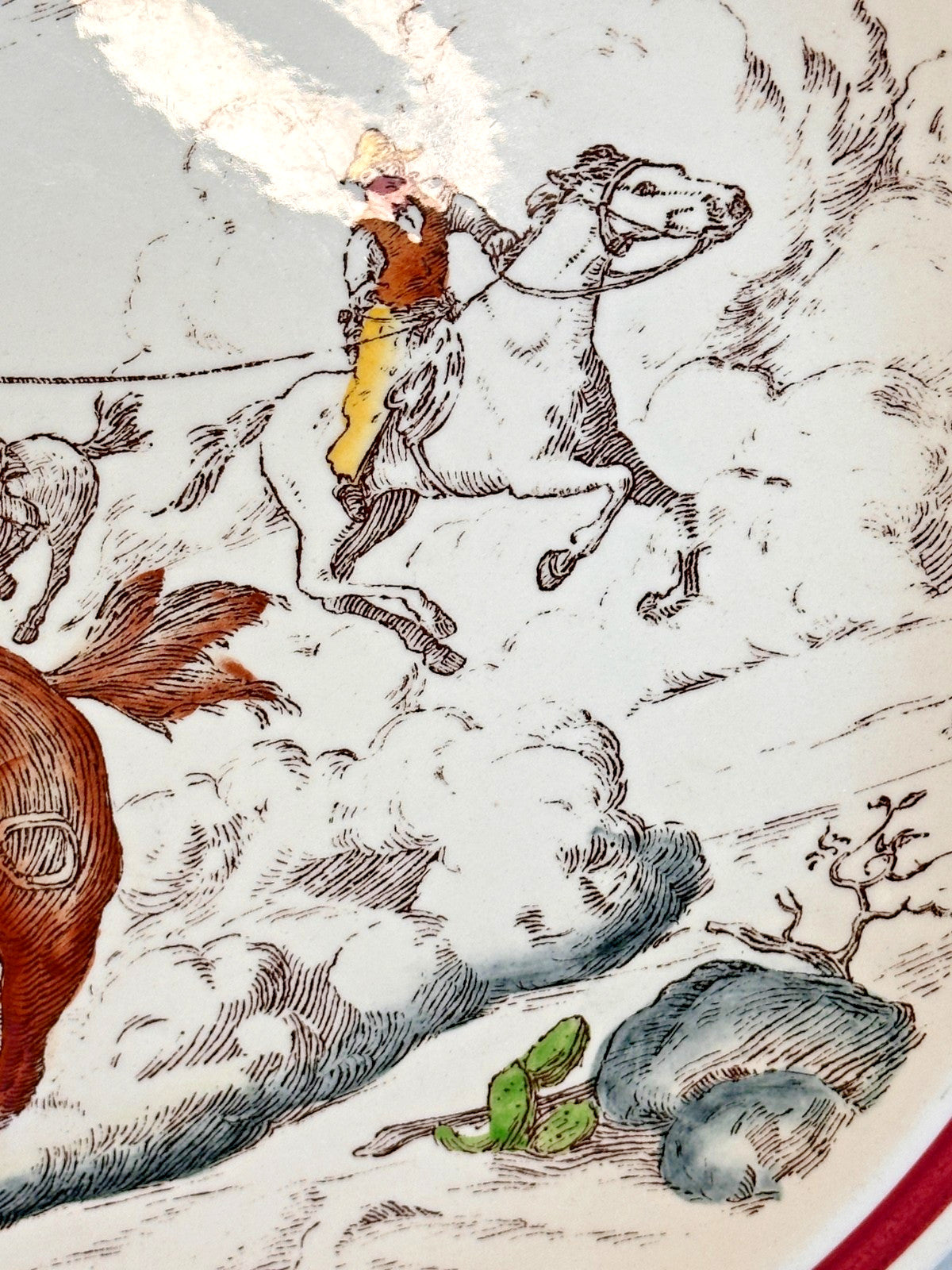 Vernon Kiln Bits Of The The Old  West Horse Thieves 14" Charger Display Plate