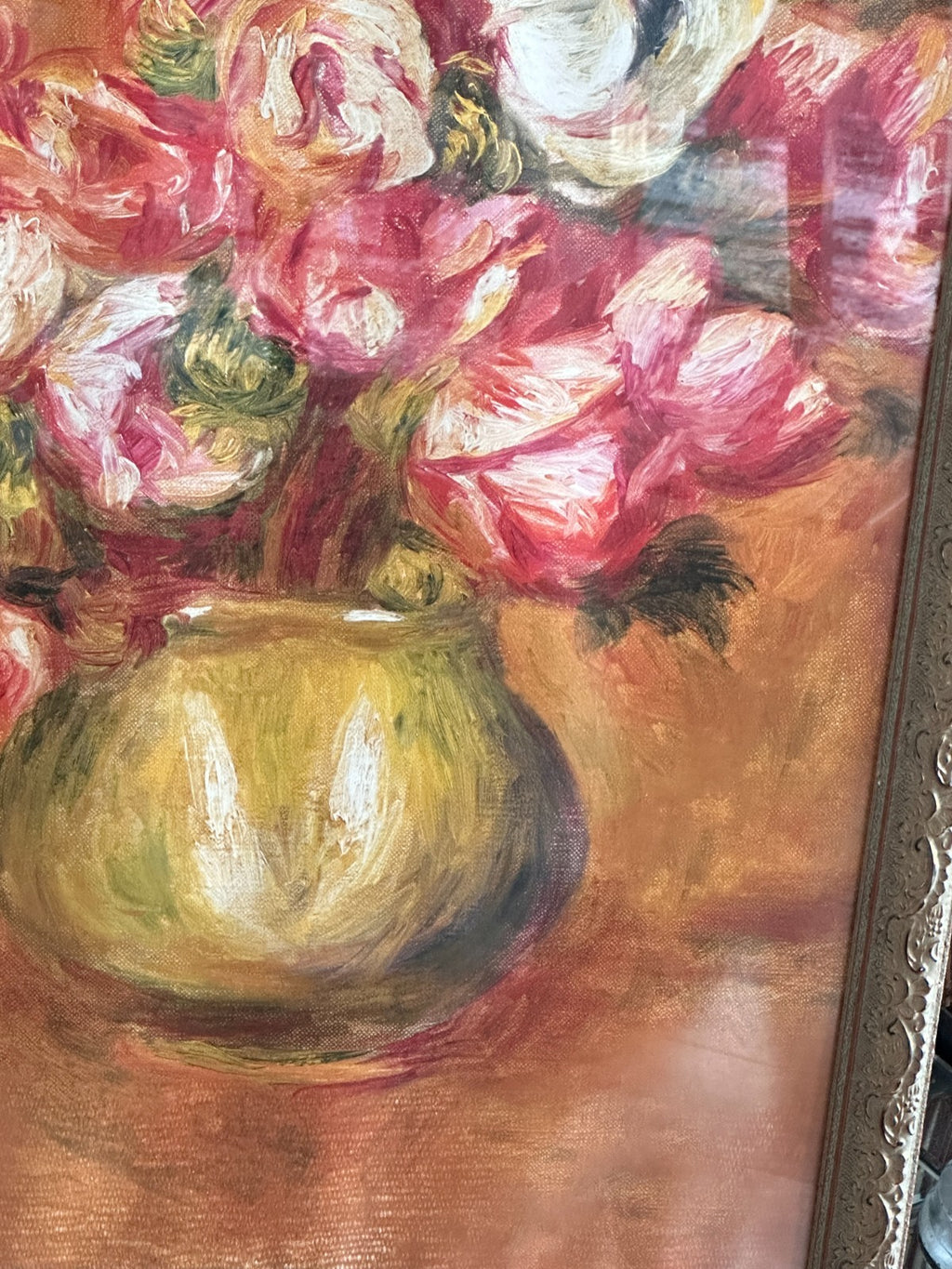 Vintage Framed Pierre Auguste Renoir Anemones Flower Vase Still Life Art Print