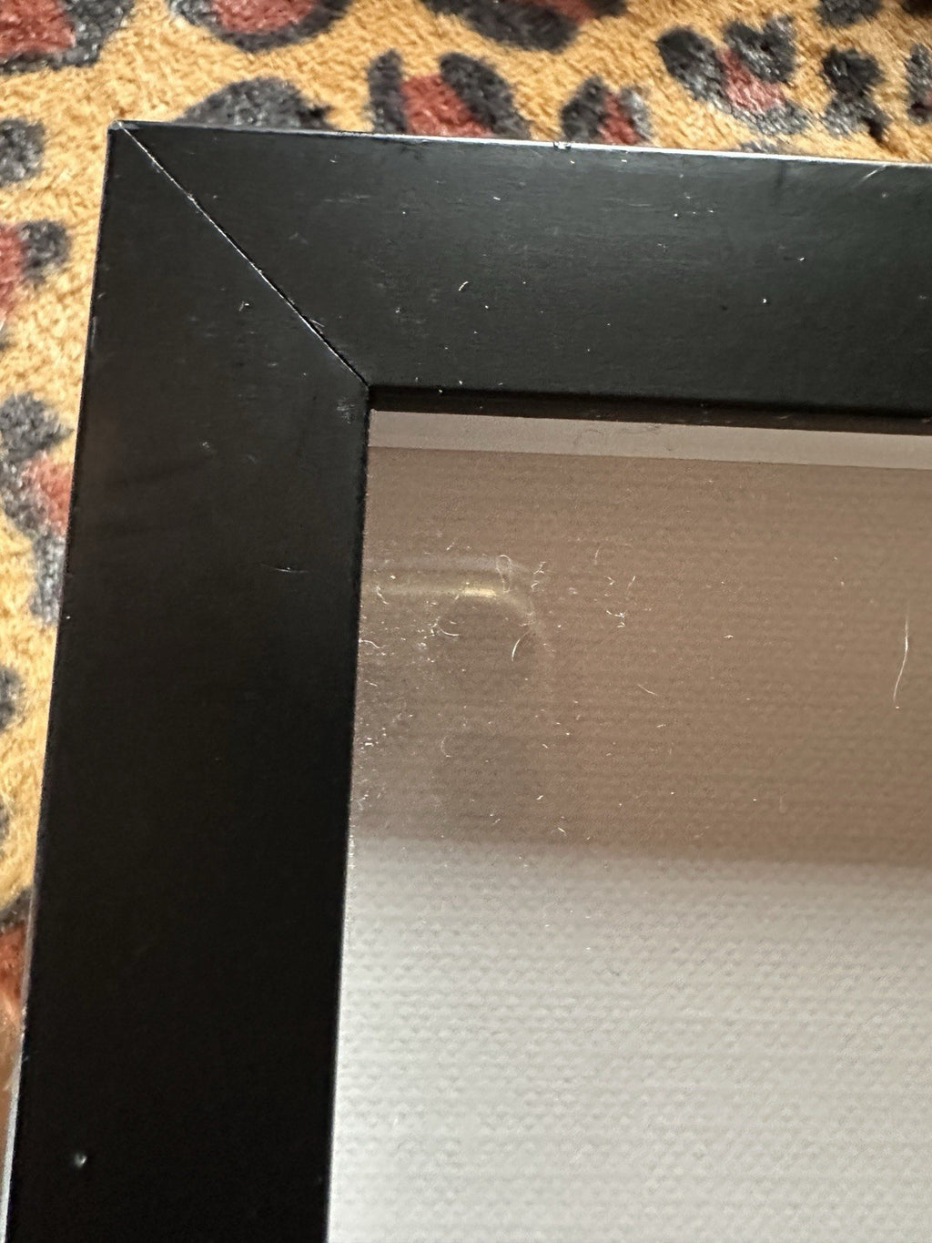 Framed Abstract Art Print Picture Gold Circle Black White Accents